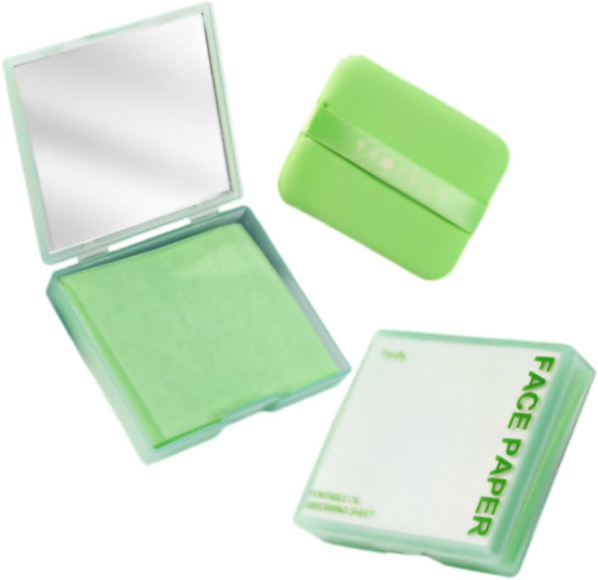 200 vellen talg absorberende doeken, absorberend papier voor het gezicht, bamboehoutskool, absorberende gezichtsolie met spiegelhoes, matterend papier voor het gezicht (lavendelgeur), Groen, L