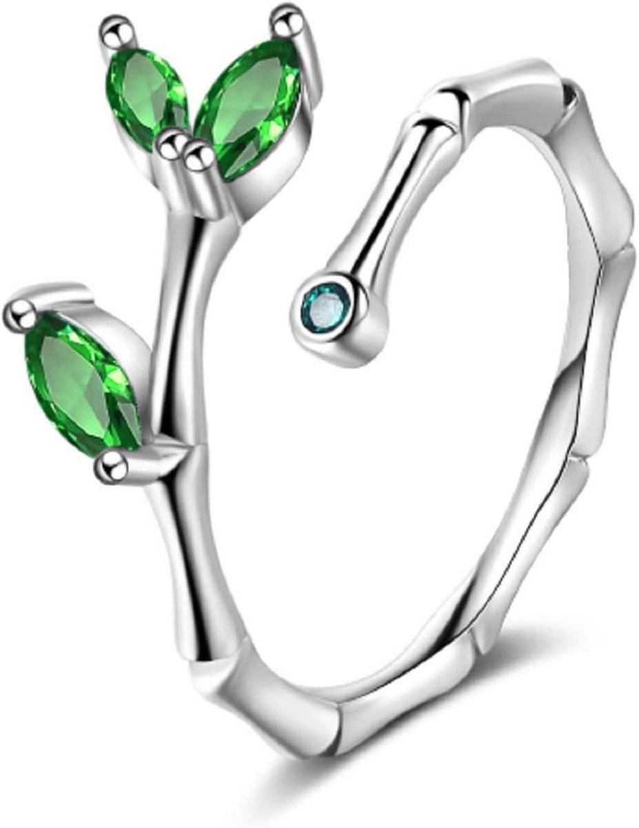 Ring met groene takken en bladeren, boom van het leven, verstelbare grootte, gift