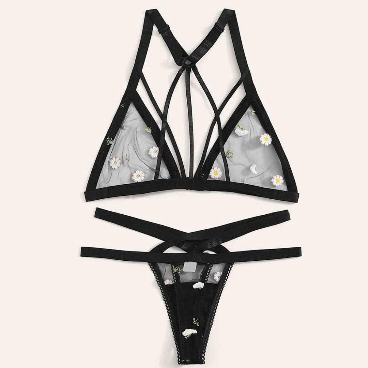 Lingeriesets dames Vrouwen Sexy Lingerie Set Doorzichtige Kanten Beha G-String Ondergoed Nachtkleding Kostuum-Black_XXL