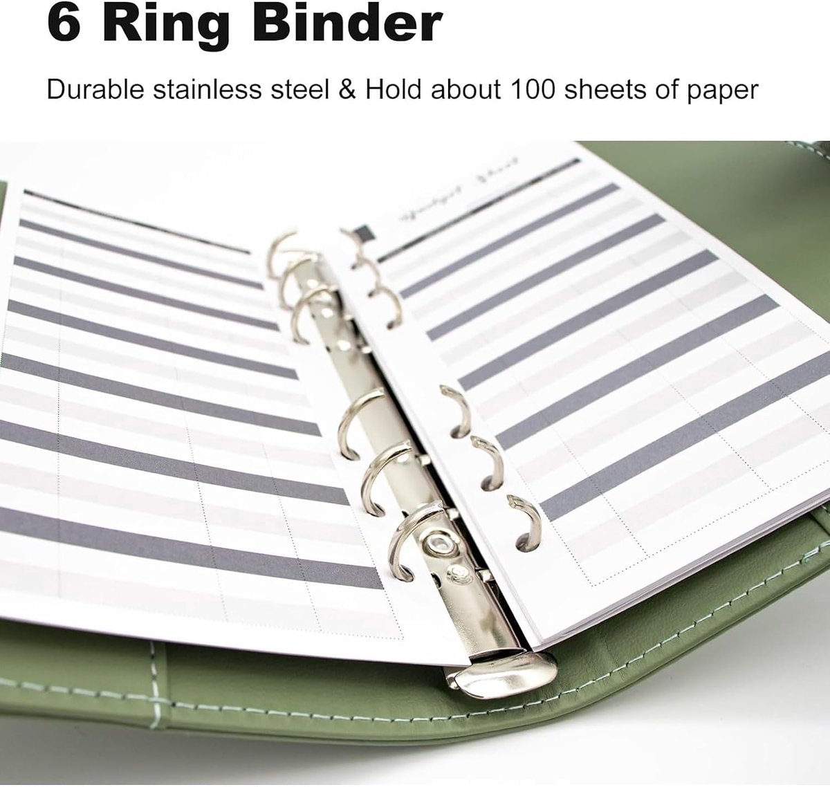 A5-map van PU-leer, budgetmap voor budgetplanner, ringmap, agenda-organizer, omslag A5, 6 ringen