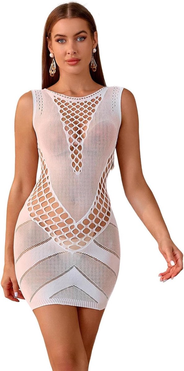 Sexy lingerie voor dames, bodycon, stretch, lange kokerjurk, outfits, ronde hals, maxi-jurk, party, club, ondergoed