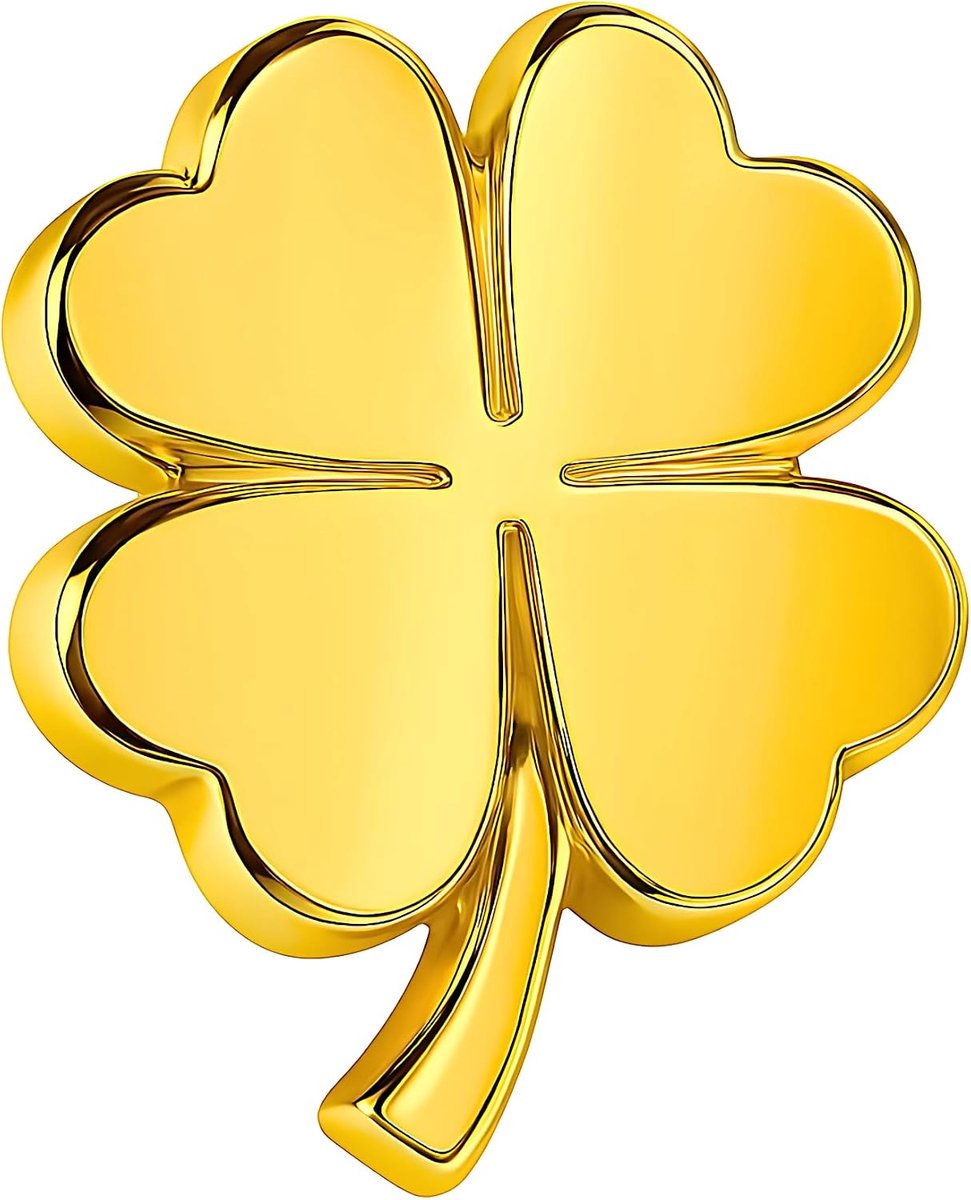Broche klavertje vier | broche bloem goud design 3D | dames mode premium | modesieraden klavertje vier | accessoires Saint Patricks Day | klaver geluk | geschenktas | rugzakpin