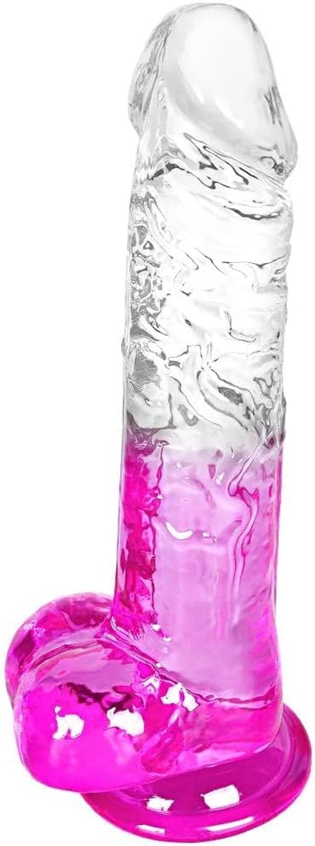 Paarse dildo met zuignap, 21 cm flexibele realistische grote dildo voor G-spot en anale stimulatie, seksspeeltje voor volwassenen voor vrouwen/mannen/homo's
