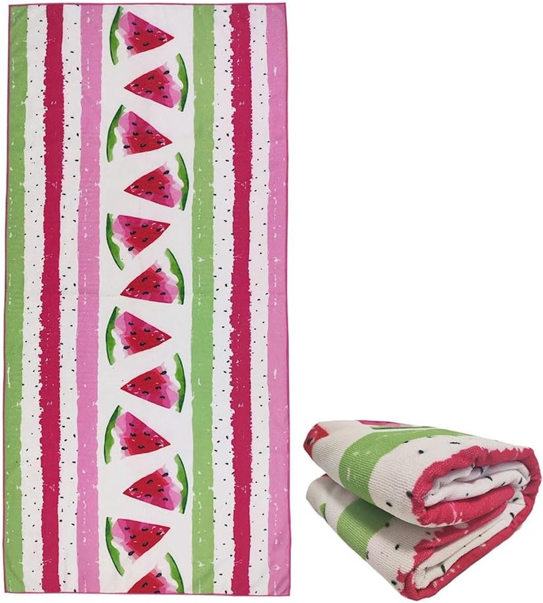 Grote Leuke Roze Gestreepte Watermeloen Strandlakens voor Volwassen Meisjes, Grote Oversized Dikke Microvezel Badstof Zandbestendig Sneldrogend 76 x 152 cm