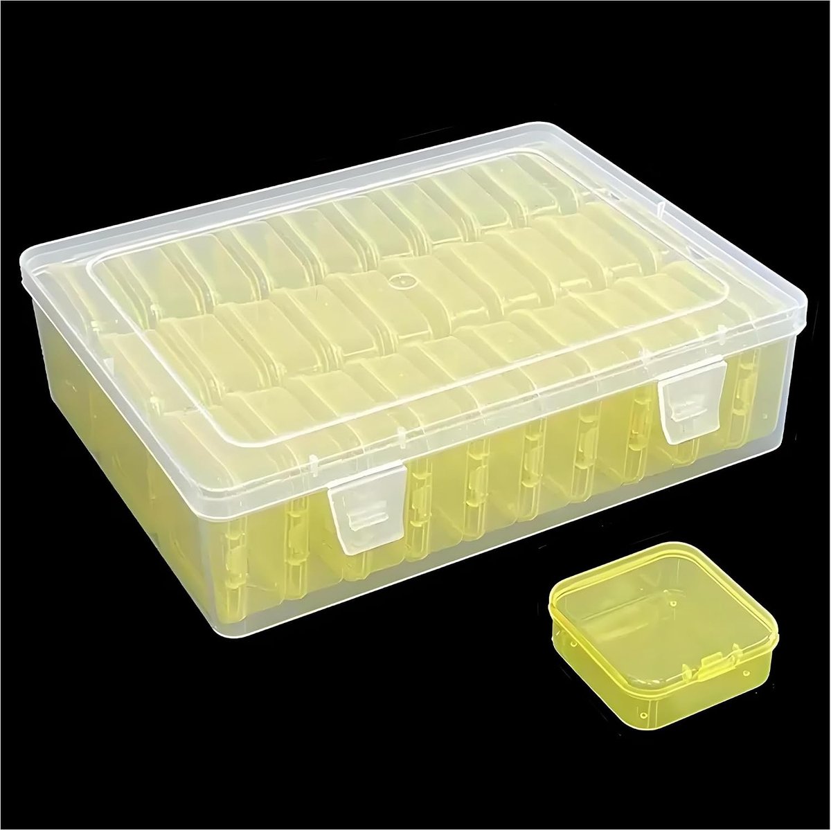 31-Delige Sorteerdoos (1 Grote + 30 Kleine Doosjes) – Plastic Organizer voor Diamond Painting, Kralen & Sieraden, Transparante Opbergdoos voor Schroeven, Mini Containers (Geel)