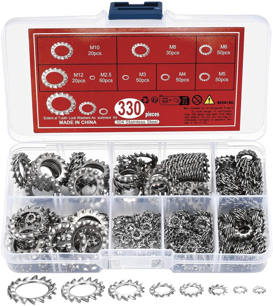 Ringen Set, Interne Tandringen Klemringen, Roestvrij Stalen Sluitringen, Starlock Tandschijven Assortiment, M2.5 M3 M4 M5 M6 M8 M10 M12 Sluitringen Set