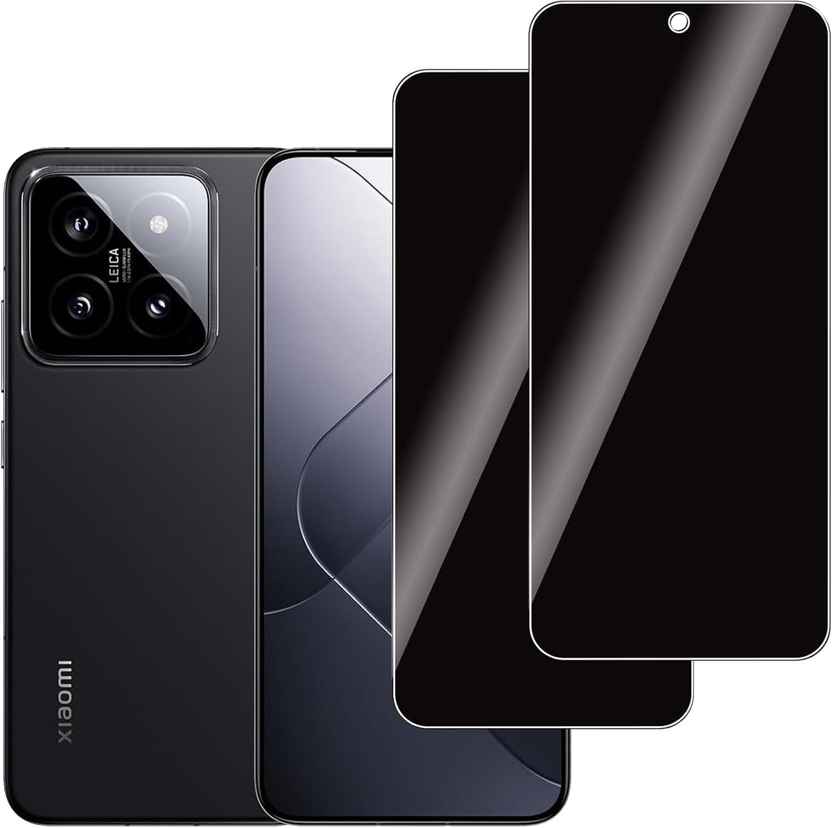 2 stuks, Privacy Glass Screen Protector Compatibel met Xiaomi 14, Bubble-, Krasbestendig, 9H Hardheid Anti-Spy Gehard Glazen Screen Protector voor Xiaomi 14