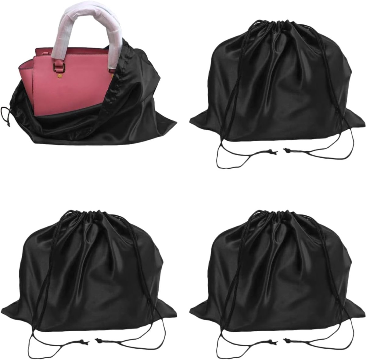 3 stuks handtas-stofzakken, opbergtas met trekkoord, stoffen tas met trekkoord, opbergtas, stoflaarzen beschermtas (zwart)