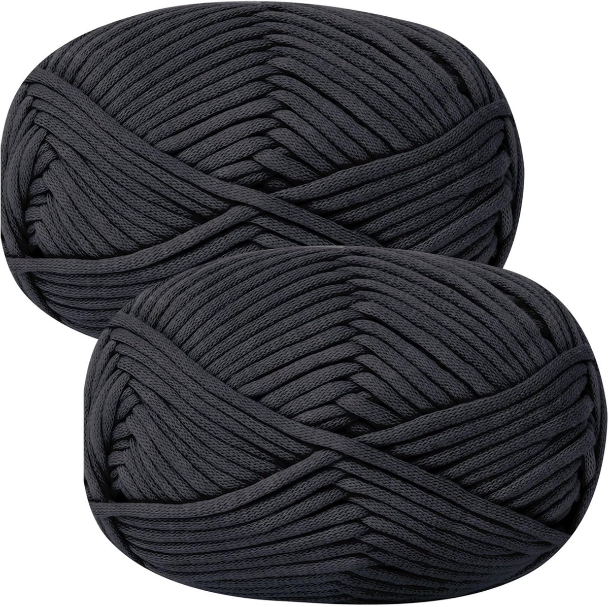 Grof garen om te haken, 2 x 50 g, zachte dikke wol voor beginners en amigurumi-projecten, eenvoudig haken, starterskit, zwart garen
