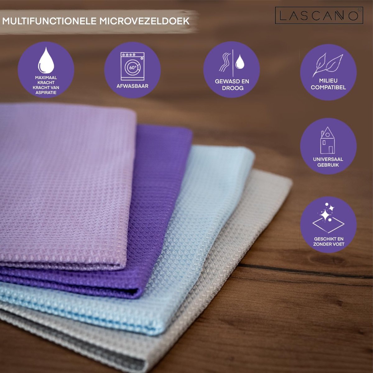 SnelShoppen - Set van 4 Microvezel Keuken Doekjes 60 x 40 cm | Lintvrije en Absorberende Afwasdoeken | Universeel en Duurzaam voor Thuisgebruik
