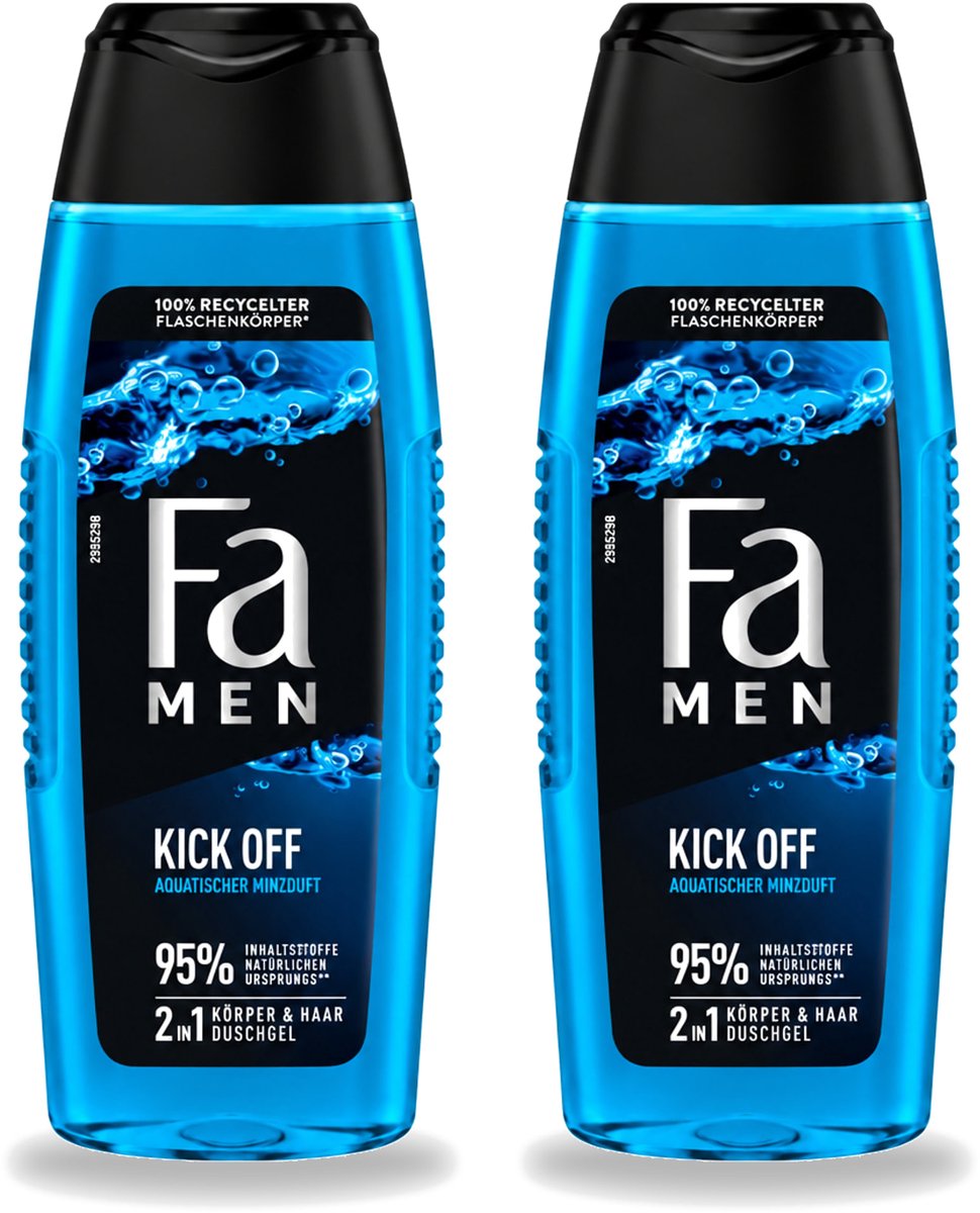 2 x Fa Men - Douchegel - Kick Off - Verfrissend & Energiek - Verzorgend - 250 ml - Voordeelverpakking - 2 stuks