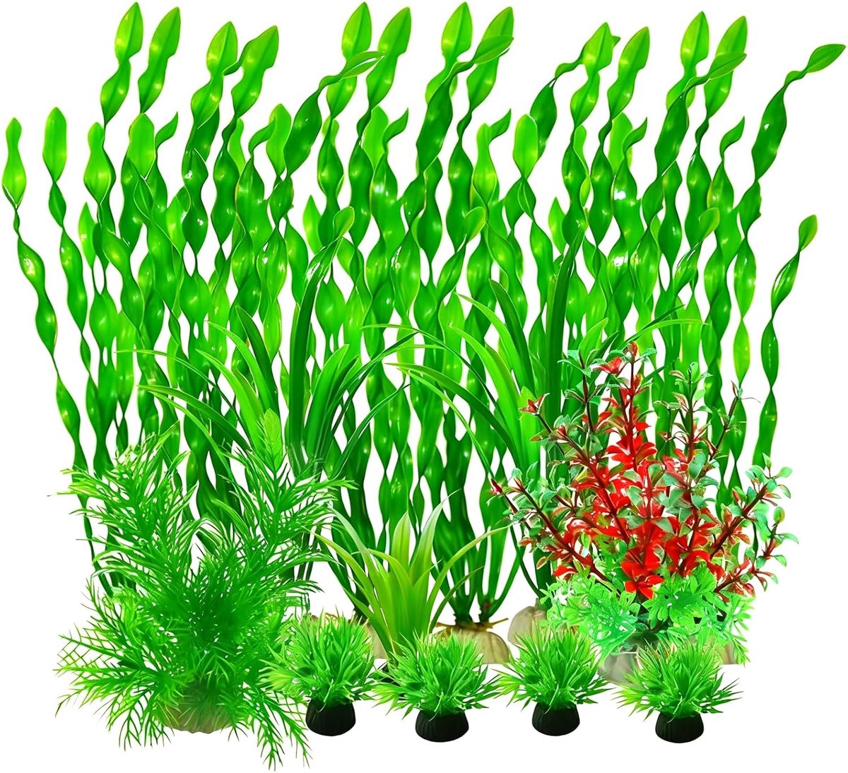 15 stuks kunstwaterplanten voor aquarium, aquariumplanten, decoratieset, plastic plantendecoratie, veilig voor alle vissen, levendige kunststof planten voor aquaria en schildpadbekkens