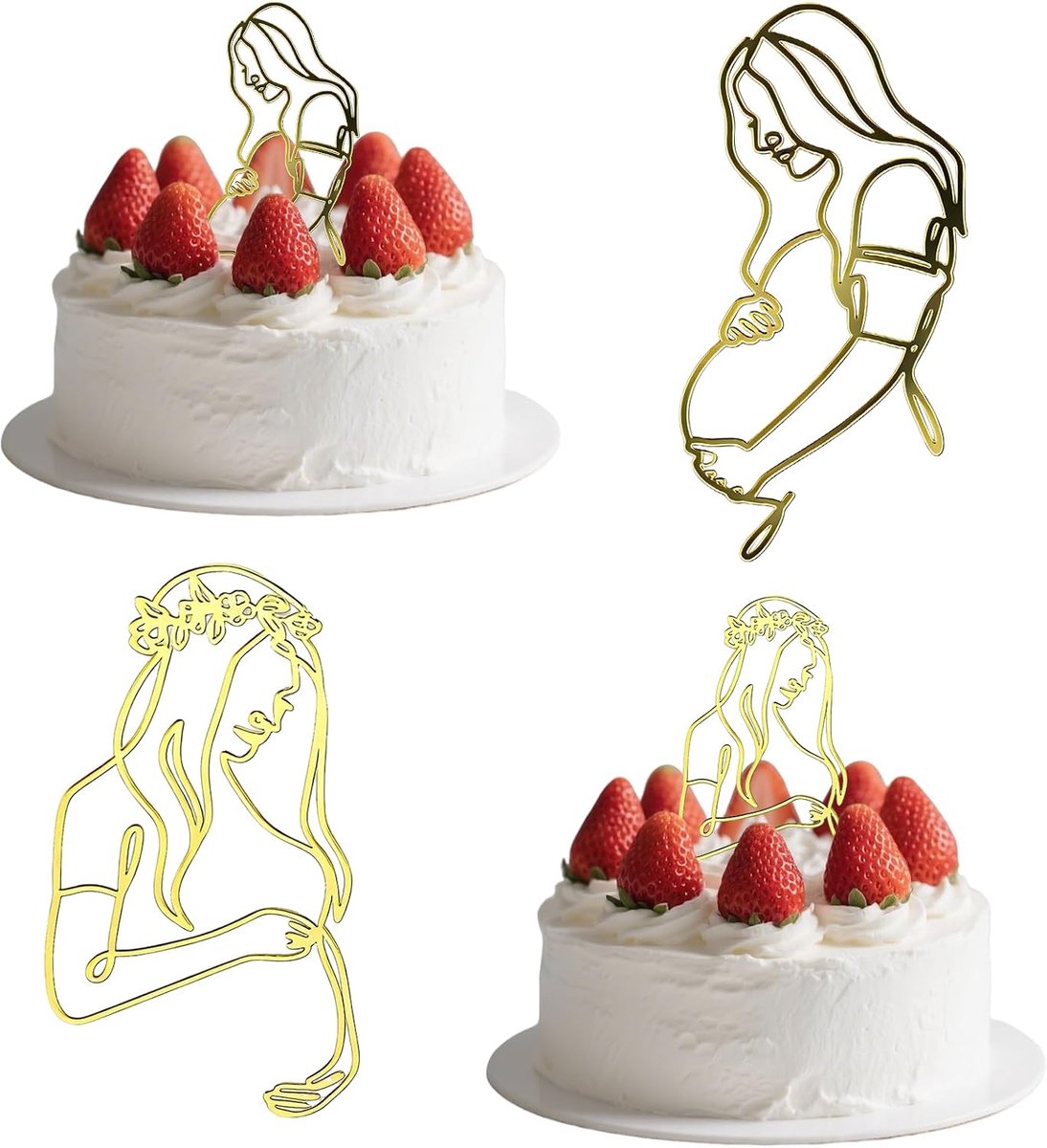 2 stuks taarttoppers voor zwangere vrouwen, cupcake- voor zwangerschapsaankondiging, babyparty, decoratie, taarttopper voor zwangere vrouwen en babyshower
