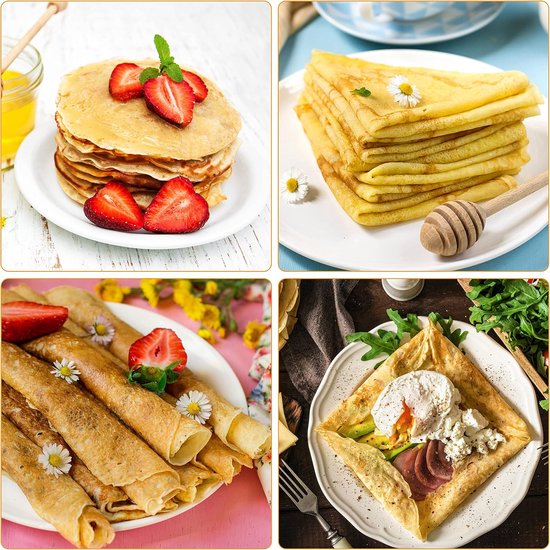 Spreider voor pannenkoek, deegverdeler met houten spatel, deeg, omeletten, 2 stuks — afbeelding 4