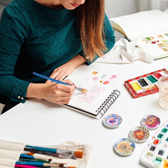 4-delige kamvormige kunstenaarskwastenset, schilderkwasten voor acrylverf, harkkwasten om mee te schilderen met berkenhouten handvat, gestructureerde kunstschilderpenselensets voor wenskaarten en doe — afbeelding 3