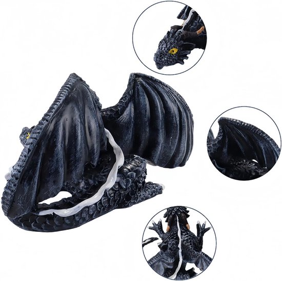 Grote hurkende draak sculptuur draak bewaker beeldjes hars tuin standbeeld outdoor gothic decoratie voor patio gazon waterspuwer — afbeelding 3