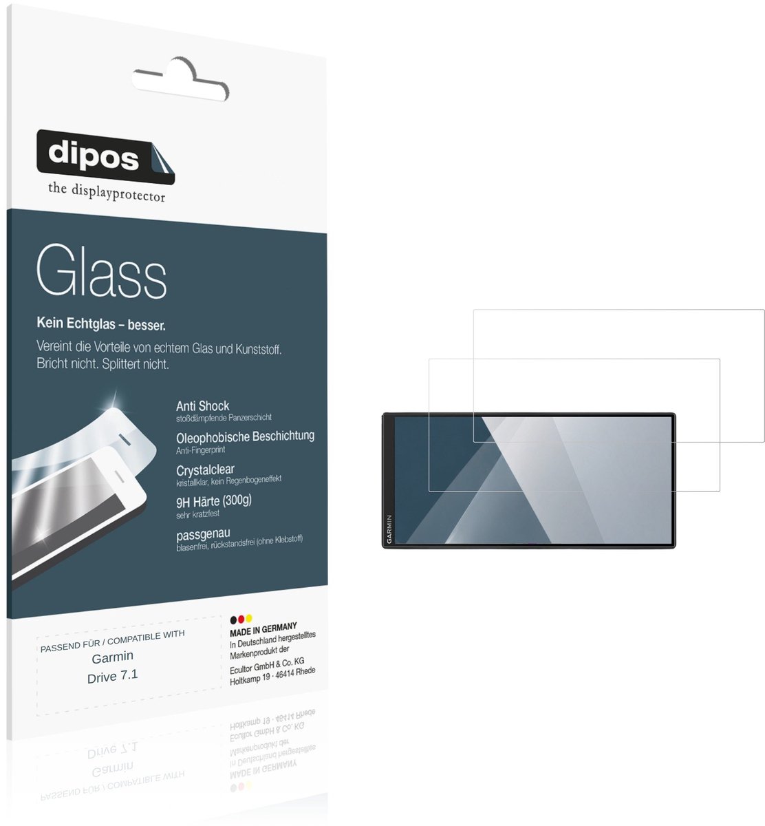 dipos – 2x Pantserfolie geschikt voor Garmin Drive 7.1 | 9H Screenprotector