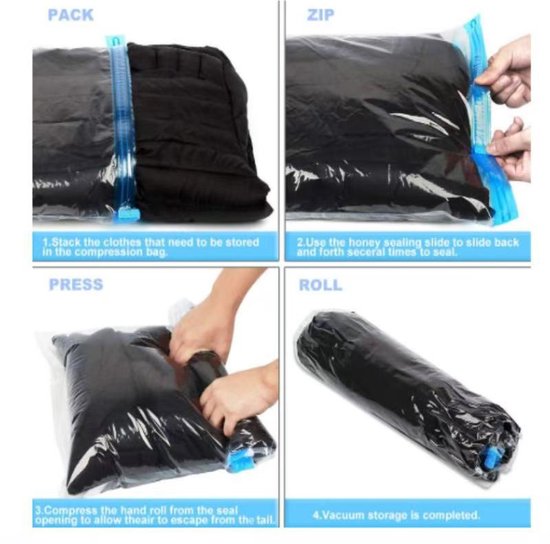 Compressiezakken - Reisbenodigdheden - Ruimtebesparende opbergzakken - Accessoires voor thuisorganisatie en inpakken - Afmeting 35 x 50 cm - Transparant - 10 stuks. — afbeelding 5