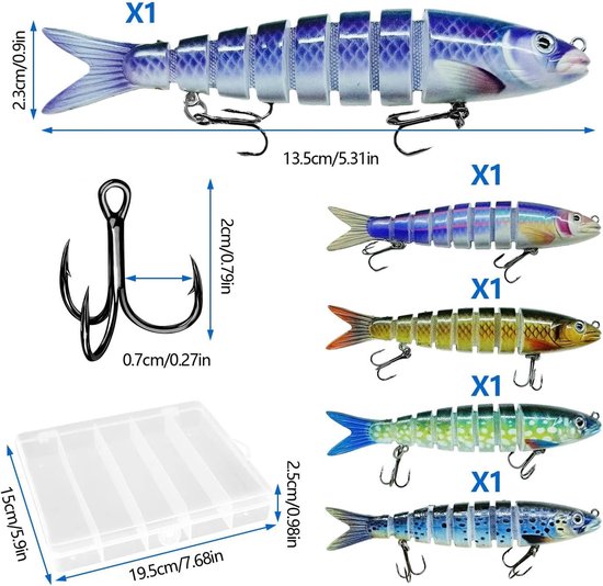 5 Stuks Set Visaas voor Karnassievissen Verpakt in Harde Doos Zeevissas voor Snoek, Baars en Forel Accessoires voor Karnassievissen Geschikt voor Zoetwater- en Zeevissen 13,5 cm 19 g — afbeelding 2
