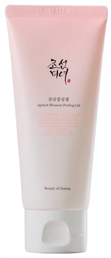 Beauty of Joseon Apricot Blossom Peeling Gel tube met een roze kleurovergang.