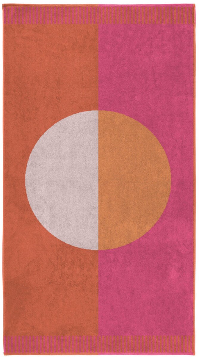 Seahorse strandlaken colorblock circle - roze - 100x180