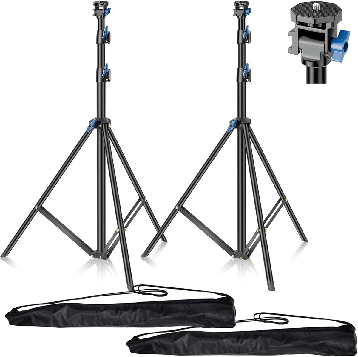 EMART Lamp Stand 200 cm, Light Tripod Legs (Black, 2 Pieces) - ShopVlot