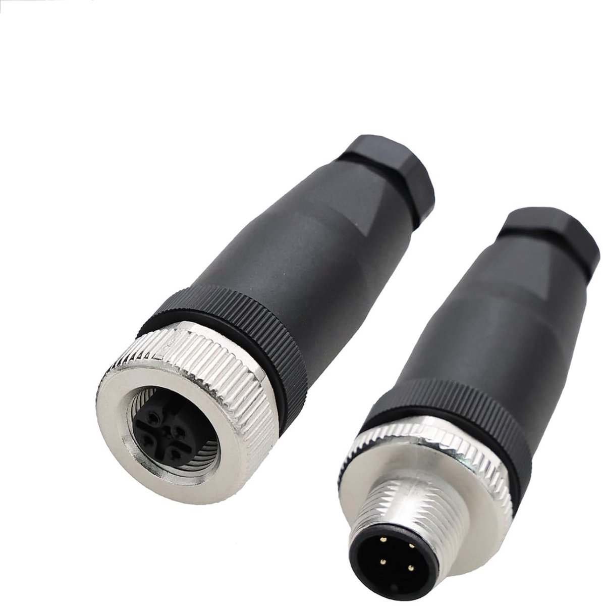 HangTon M12 4-Pin Power 250V 4A Female Plug, Screw, A-Coded, Waterproof, Unshielded, Circular, 12mm Locking Wire for - ShopVlot