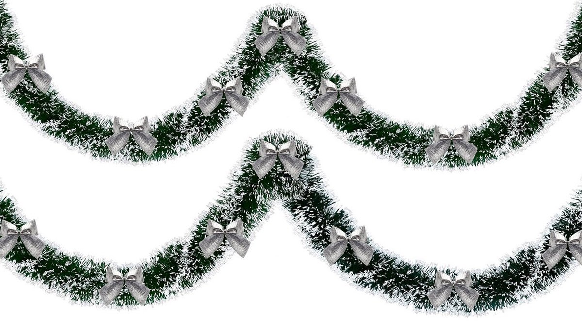 Kerstslinger - Met 24 kerststrikjes - 4 meter - Kerstslinger met strik - Kerstversiering - Kerstdecoratie - Kerstboomslinger - Soepele Kerstguirlande voor Binnen & Buiten - Kerstversiering slingers - slinger voor kerstboom, bruiloft, feest