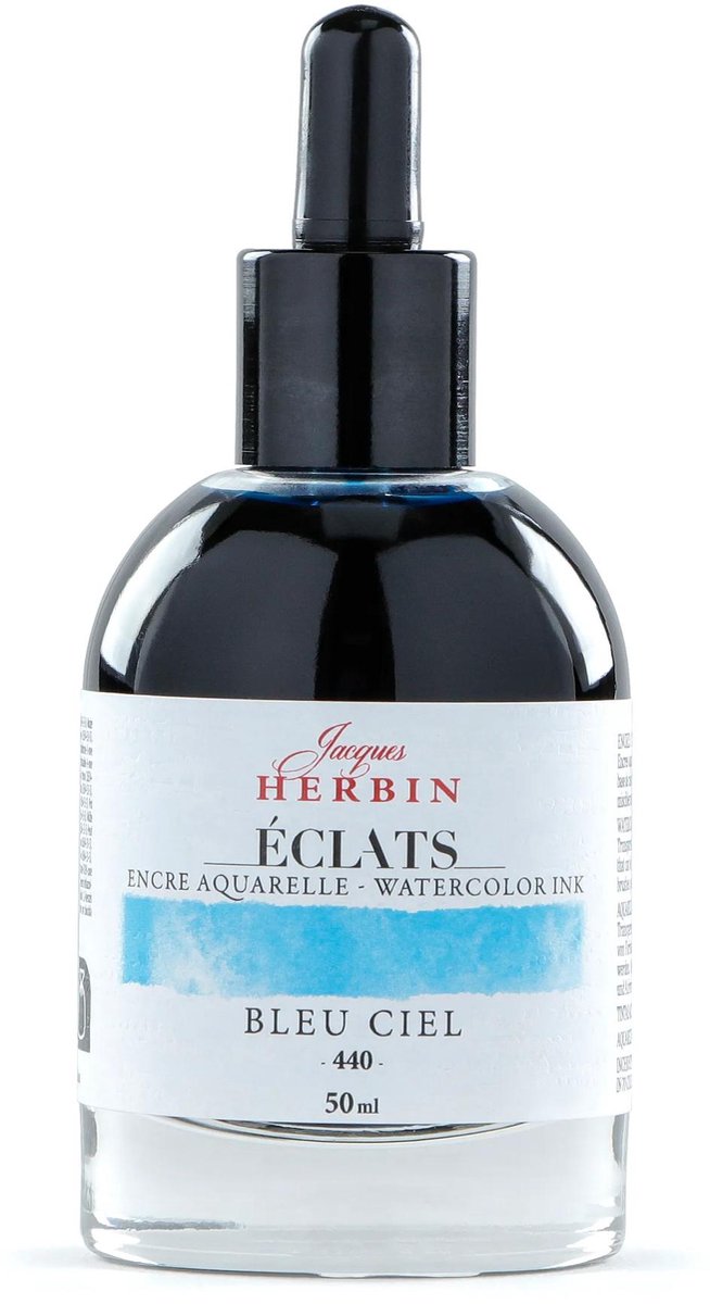 Jacques Herbin Éclats – Aquarel Inkt – Vloeibare Aquarelverf – Hemels Blauw – 440 – 50 ml