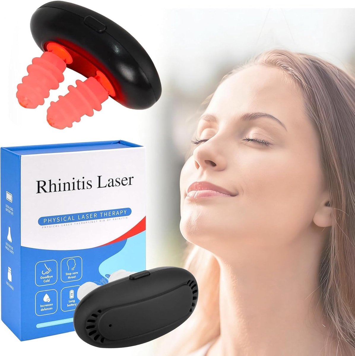 Neus Therapie Apparaat - Licht Therapie - Ademhaling Verbeteren - Gerichte Neusverzorging - 13.8 x 10.1 cm - Wit