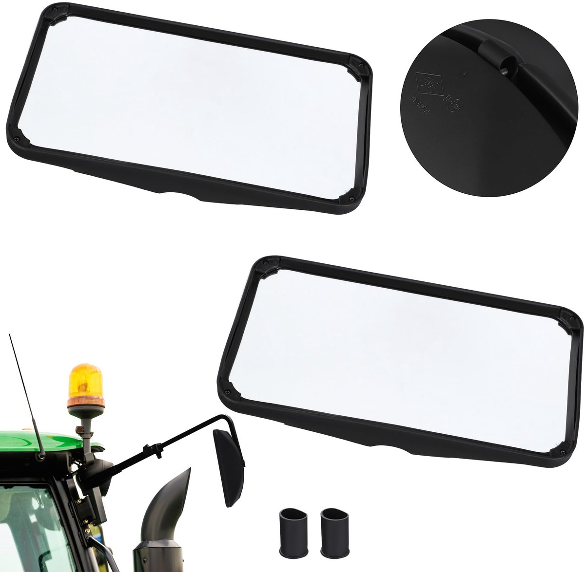 KOTARBAU® Tractor Spiegel - Buitenspiegel Tractor 30,5 x 17 cm 2 st. Spiegel Tractor - Buitenspiegel voor Tractor - Links/Rechts - Tractorspiegel met Houder voor ⌀ Spiegelarm 15-18 mm - PVC