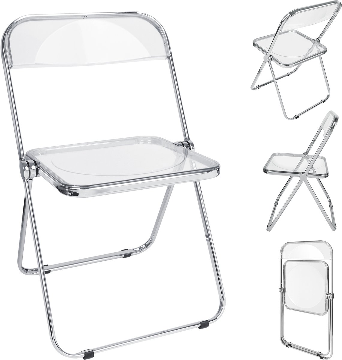 PIPIPOXER Klapstoelen - Transparant PET - Opvouwbare Stoelen - Inklapbaar - Vouwstoel - 46 x 46 x 77 cm - Transparant