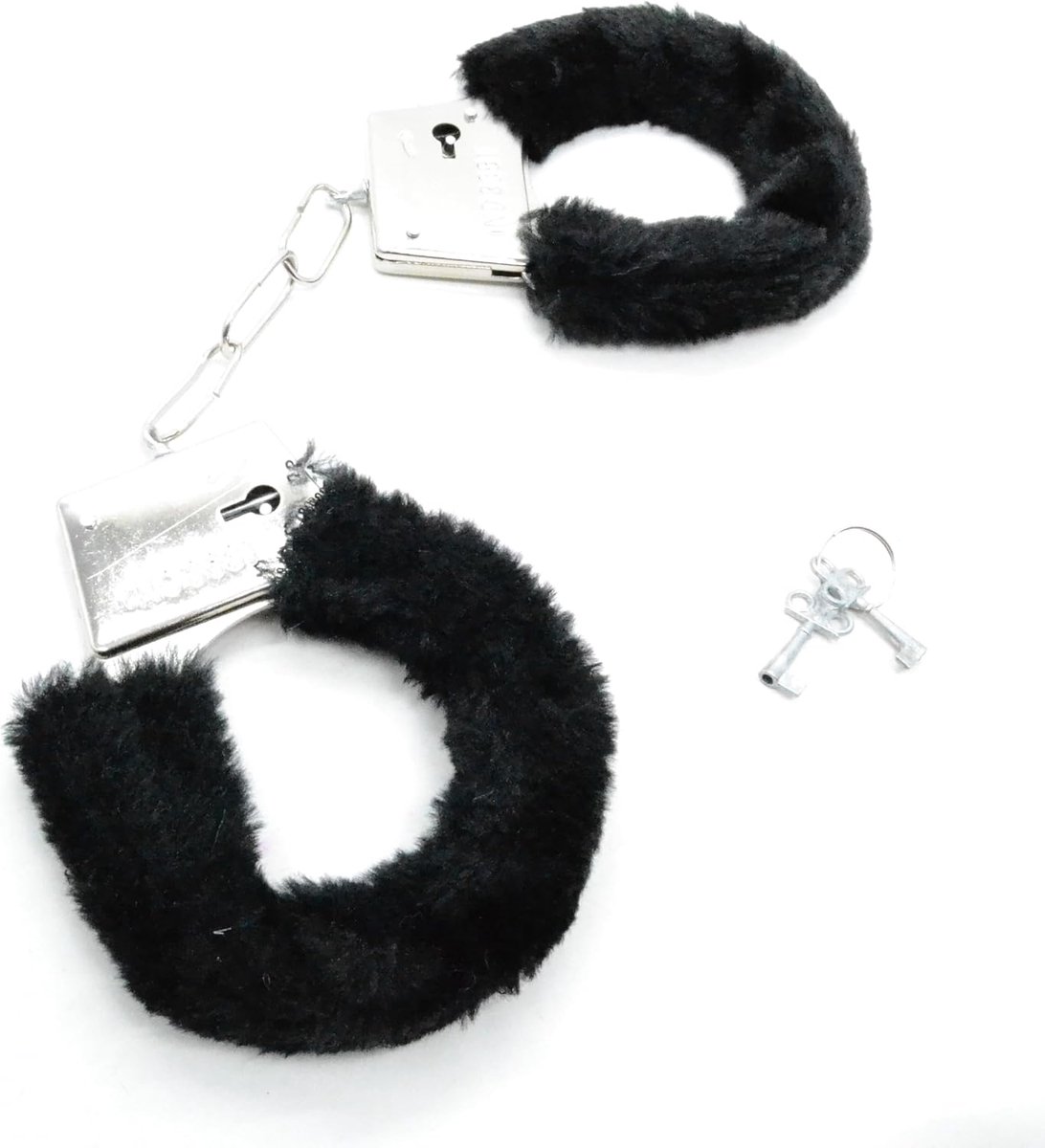 Handboeien met sleutels, zwart, accessoires voor feestjes