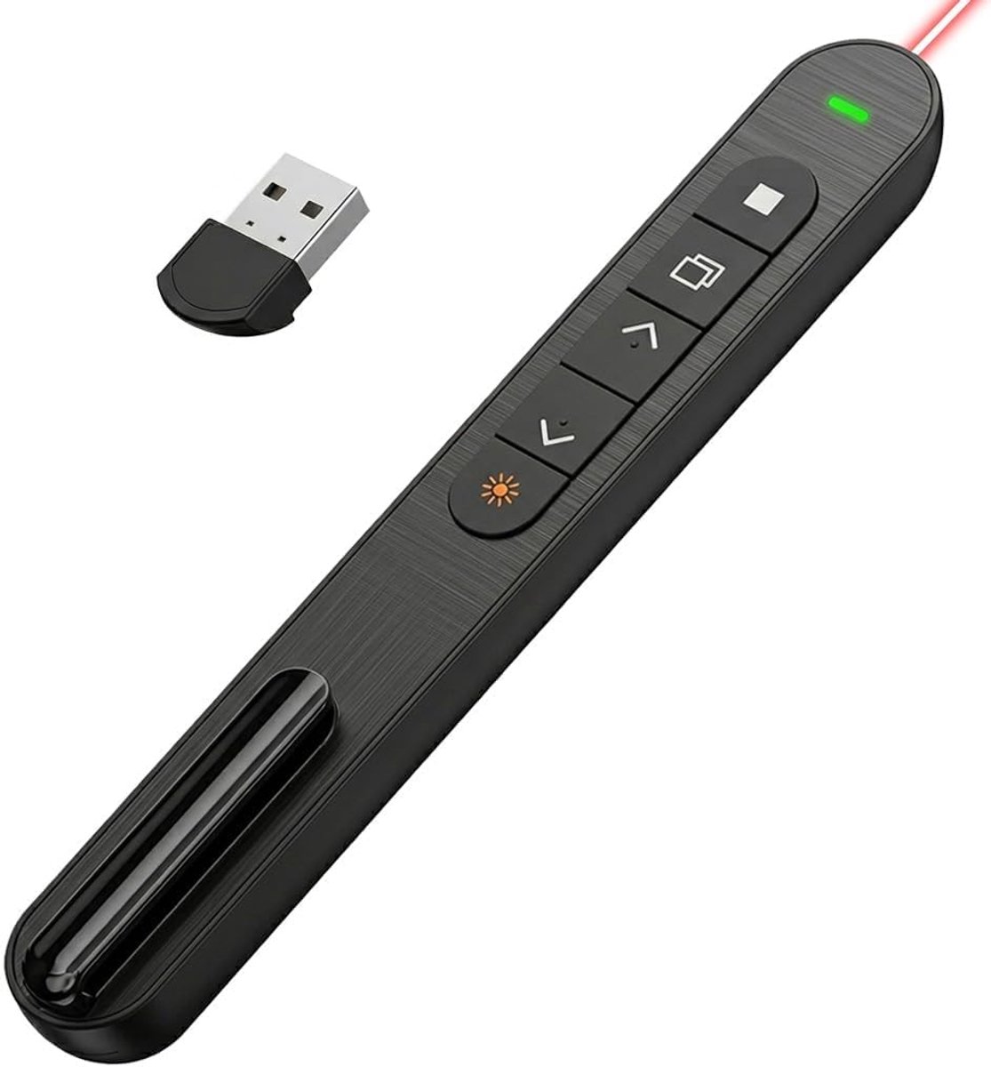 Clicker voor PowerPoint, 2,4 GHz Hyperlink Volume Slide Advancer 328FT USB Draadloze Presenter Afstandsbediening Pointer Plug & Play voor Leraar Klas Kantoor Vergadering Laptop Computer