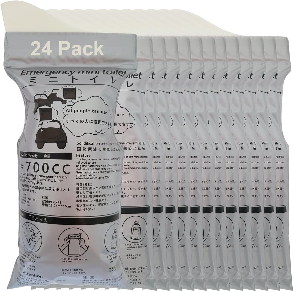Zakken wegwerp, Centhird plaszakken voor mannen vrouwen 700ml 8pack, draagbaar urinoir toilet voor camping reizen auto braaksel zak, urinoirtas met gel voor vrouwelijke mannelijke kinderen