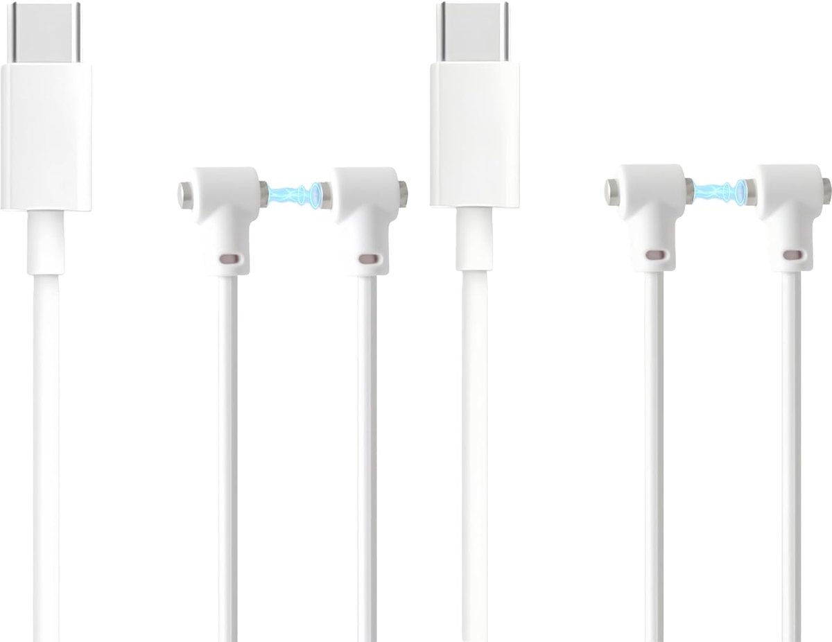 USB-A magnetische oplaadkabel 2-pins voor massageapparaat, 82 cm snellaadkabel, reservelader, verstelbare contactafstand, compatibel met massagestaaf en vibratiemassager (2 stuks)