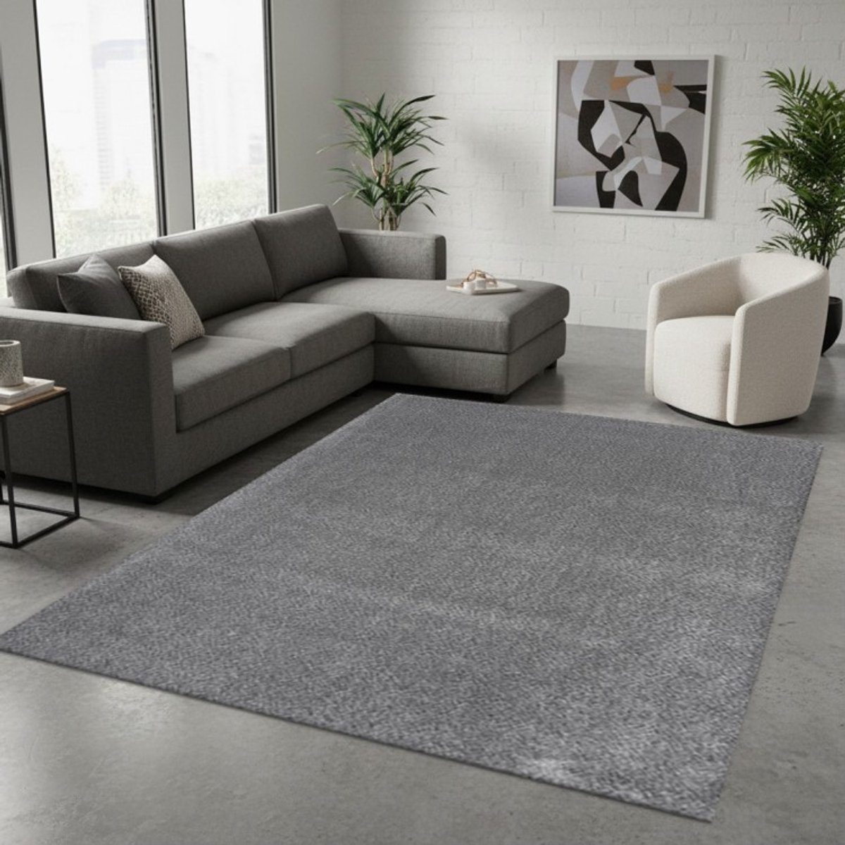 TapisTrend Designer tapijt Antraciet 120x170 cm Modern, effen antracietkleurig vloerkleed met dikke pool voor de woonkamer, slaapkamer en eetkamer