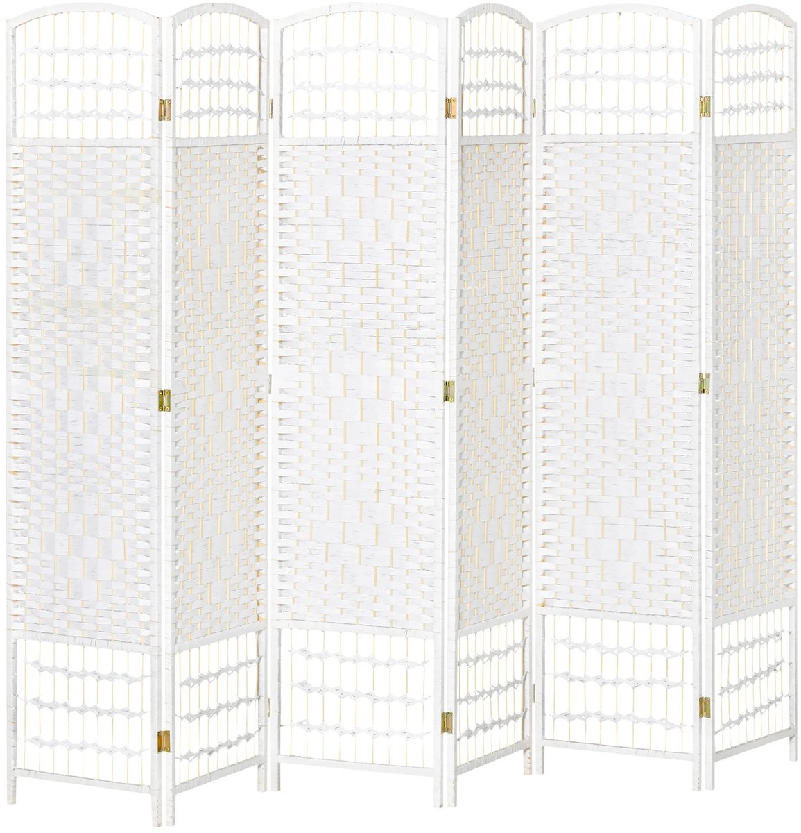 Atlasyx kamerscherm - Roomdivider - Scheidingswand - Privacyscherm - Ruimteverdeler - Opvouwbaar - 6 Panelen - 242x1,7x170cm - Wit