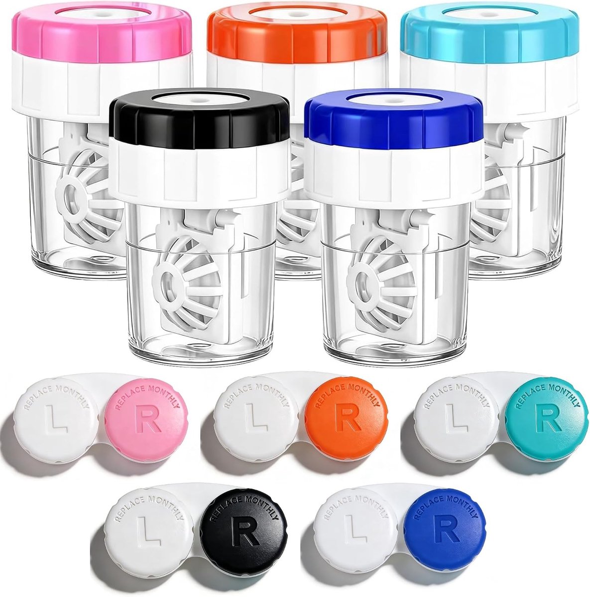Contactlenzendoosjes set 10 stuks - opberg- en reinigingsmachine met draaifunctie - lekvrij - ShopVlot