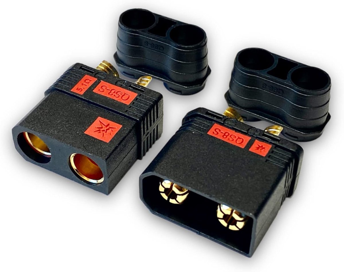 1 pair (2 pieces) original antiblitz high current QS8S QS8 8mm EC8 gold plug connector reverse polarity resistant 180A - ShopVlot