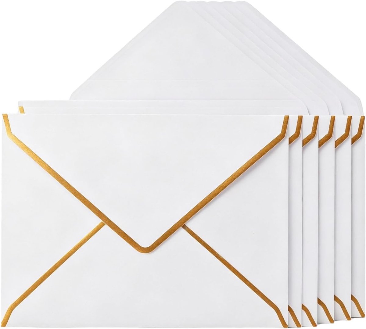 Enveloppen 5x7 cm - witte enveloppen met gouden rand - zelfklevend - voor uitnodigingen - ShopVlot