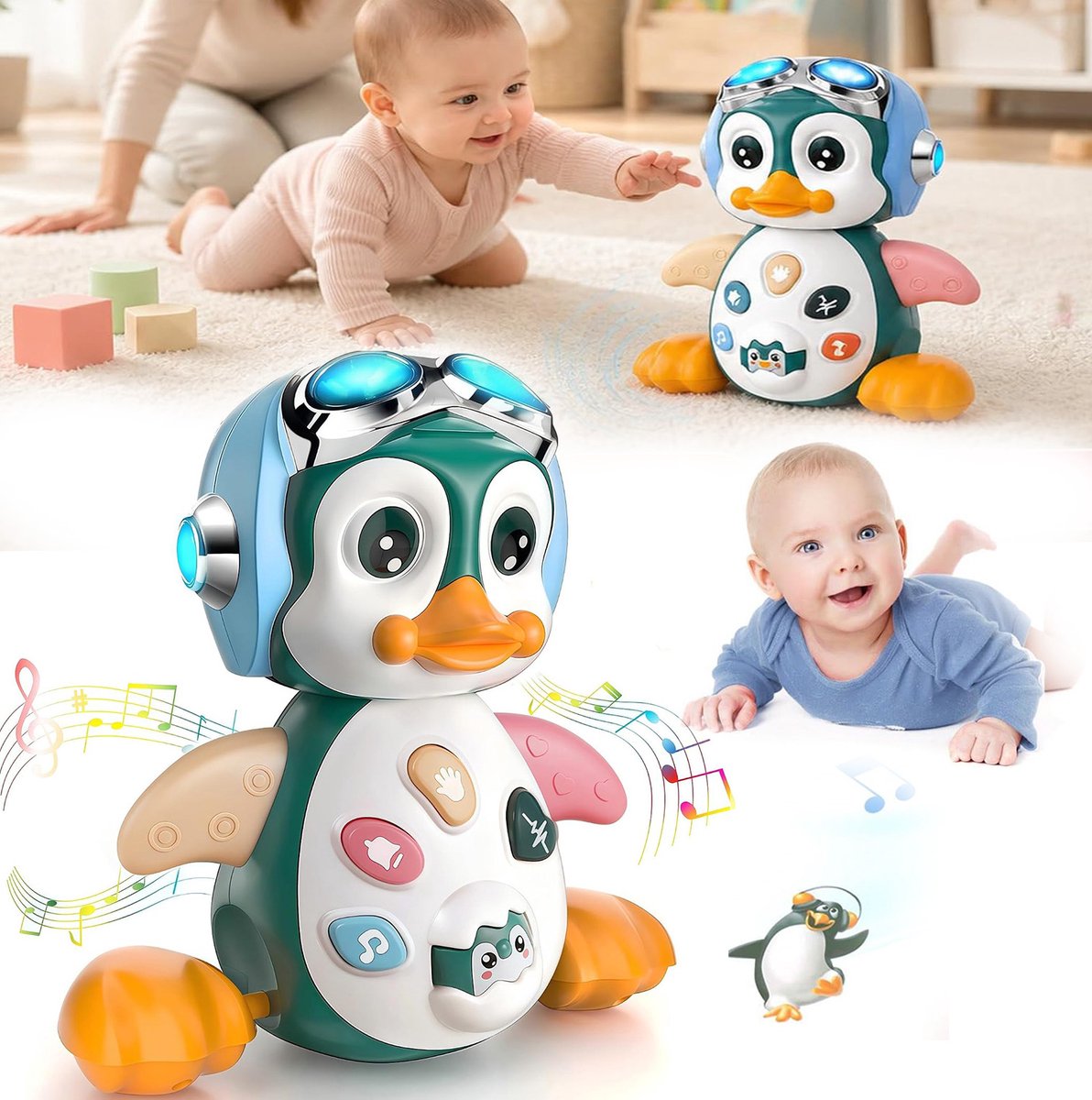 Muzikale Dansende Pinguïn Speelgoedset, Interactief Muzikaal Speelgoed, Lichtgevende Dansende Pinguïn, Sportmodus en Muziekmodus.