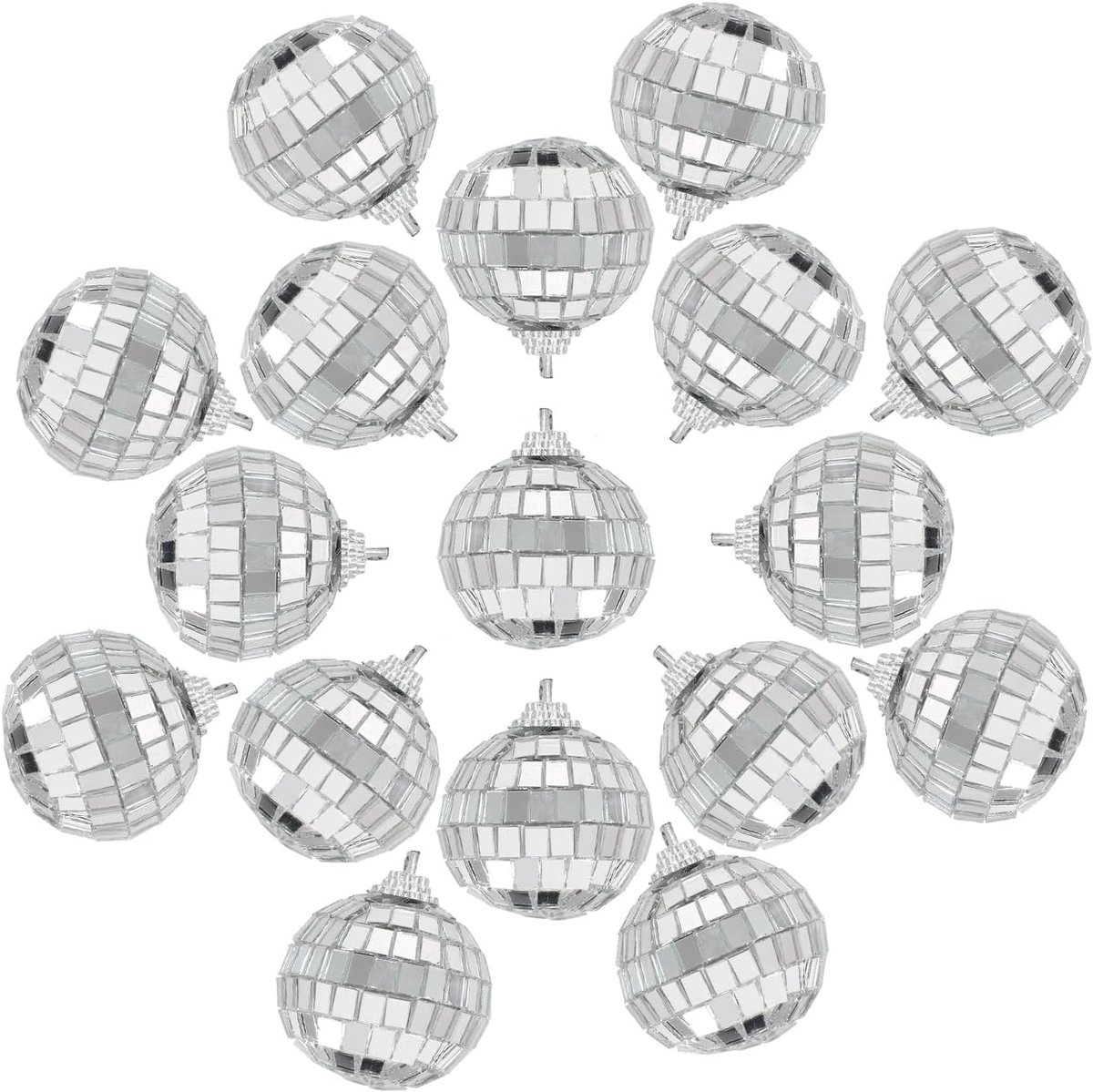 24 disco balls, 4 cm diameter, silver mirror balls, for hanging for Christmas tree, wedding, birthday and party - ShopVlot