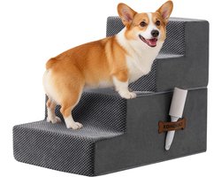Dog Stairs and Ramp for High Bed and Sofa 33-61 cm, Removable Pet Stairs for Small and Medium Dogs, Robust 40D Foam - ShopVlot