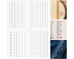 ORIGACH 4 Sheets Water Soluble Embroidery Patterns Stabilizers - 32 Pieces Pre-Printed Simple Lace Edges Designs - ShopVlot