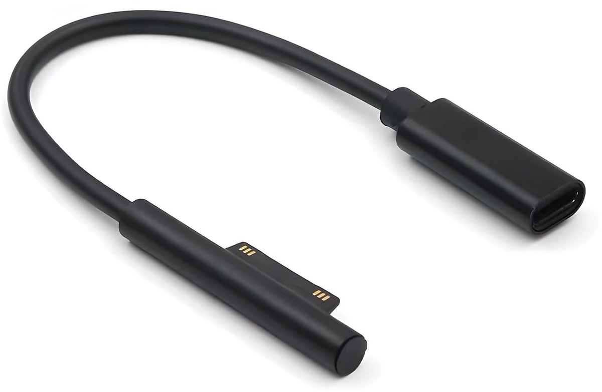 USB-C naar Surface oplaadkabel 15 cm - nylon gevlochten - 65 W snel opladen - stabiel en veilig - ShopVlot