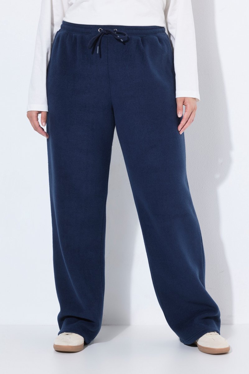 Ulla Popken - Dames - Broek Rose wijde rechte pijpen elastische tailleband - Marine - Maat 42+