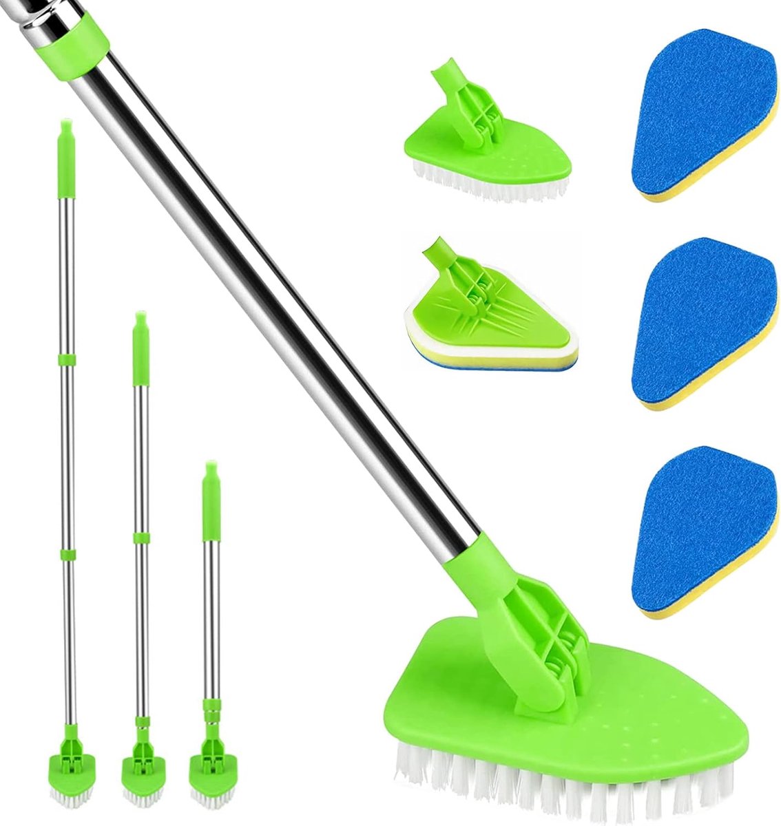 SnelShoppen - 3-in-1 Reinigingsborstel voor Badkamer - 180 Graden Draaibaar - Telescoop Handvat 95 cm - Voor Ramen, Vloeren, Tegels, Badkuip - Ideaal