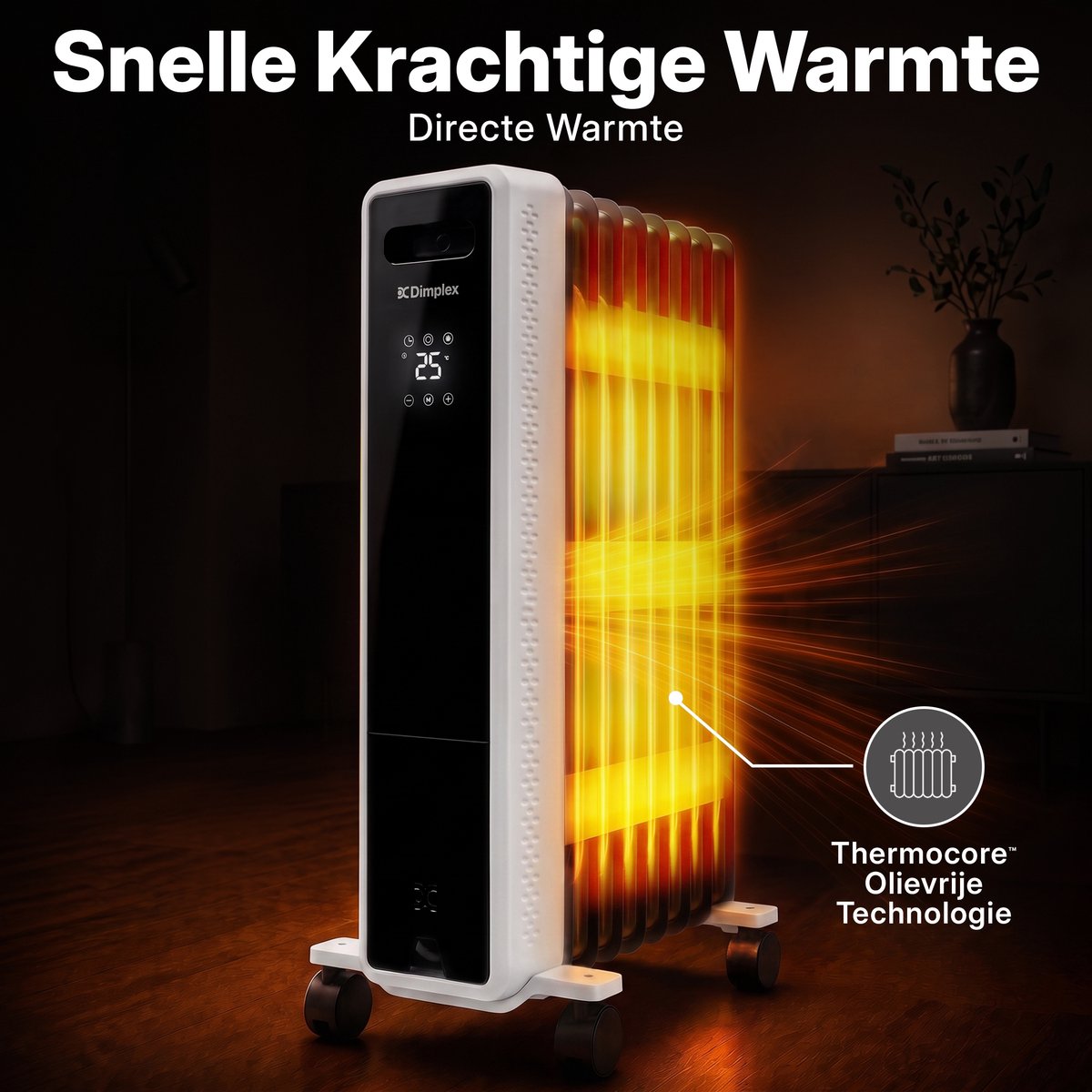 Dimplex ECO Edge Olievrije Radiator 2000W – Elektrische Kachel voor Ruimtes tot 60 m³ – Elektrische Verwarming met Thermostaat (5-35°C), 24-uurs Timer en Kinderslot – Wit/Zwart – foto 8
