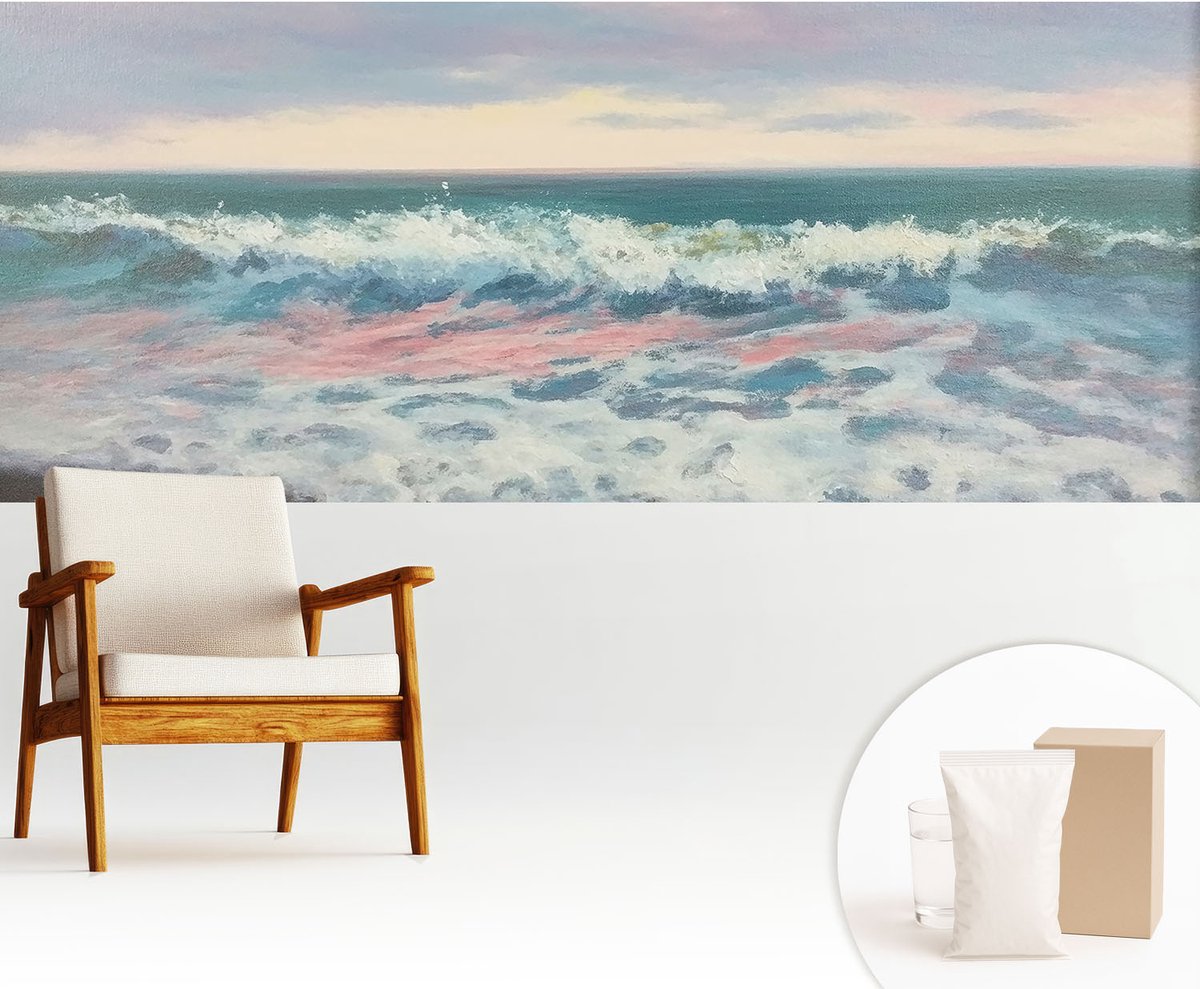 Wallfluent Fotobehang - Blauw Vliesbehang - 250x104 cm - Zeegezicht Fotobehang Vlies - Hal behang Landschappen - Muurschildering - Hal behang
